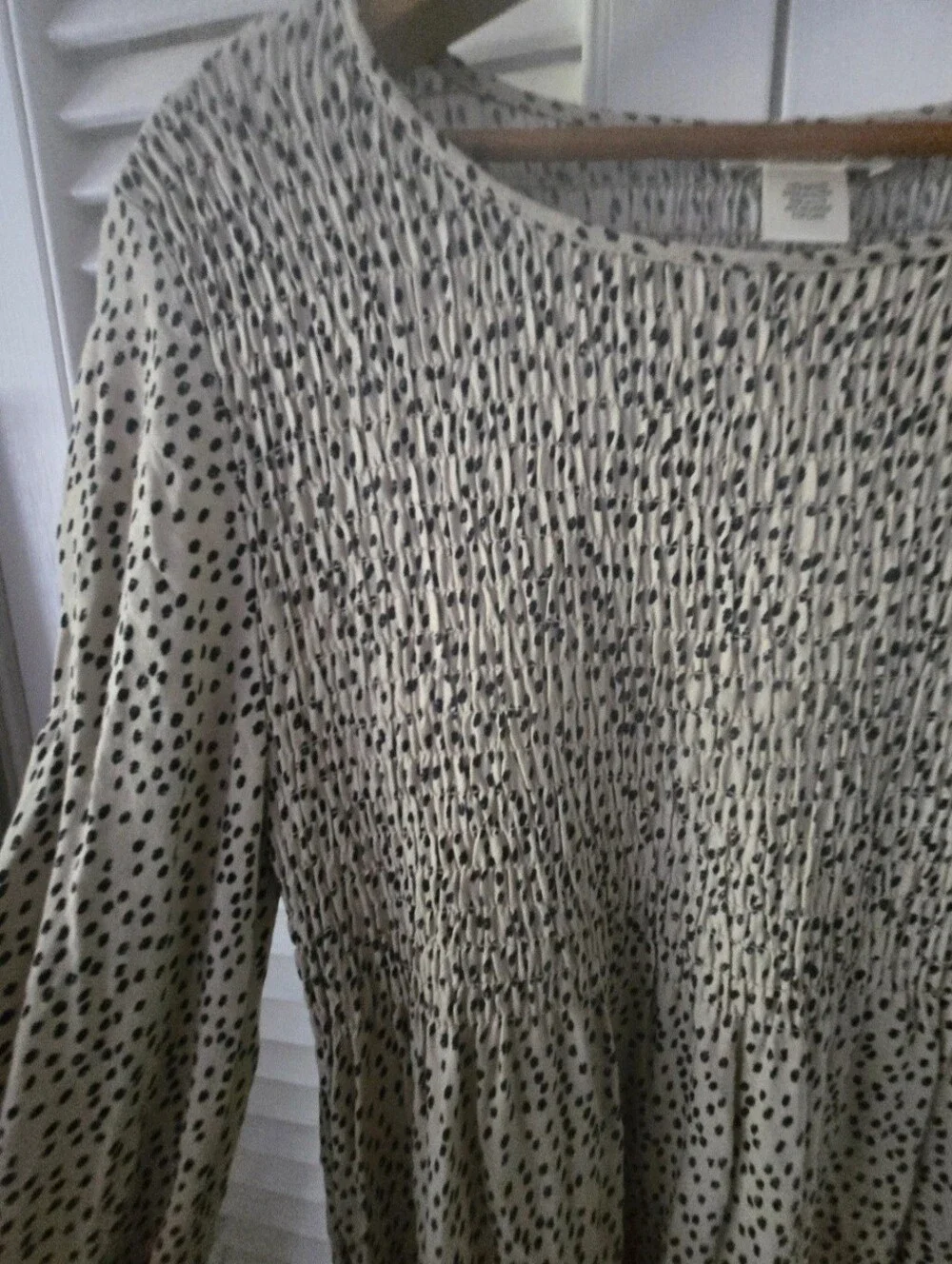 Urban Romantics Tan Animal Print Smocked Peplum Long Sleeve Top Size Small